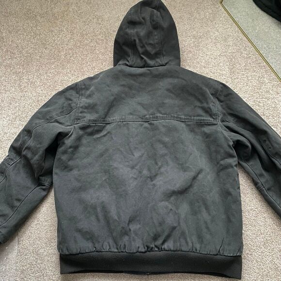 Men's Levi's Cotton Workwear Sherpa-Lined Hooded Bomber Jacket Coat Olive Large - Picture 9 of 12